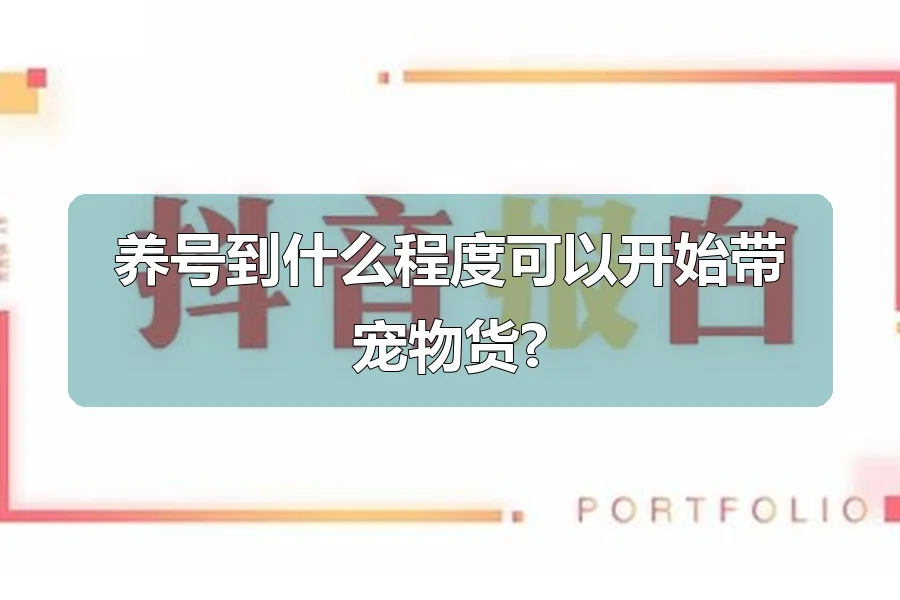 养号到什么程度可以开始带宠物货?